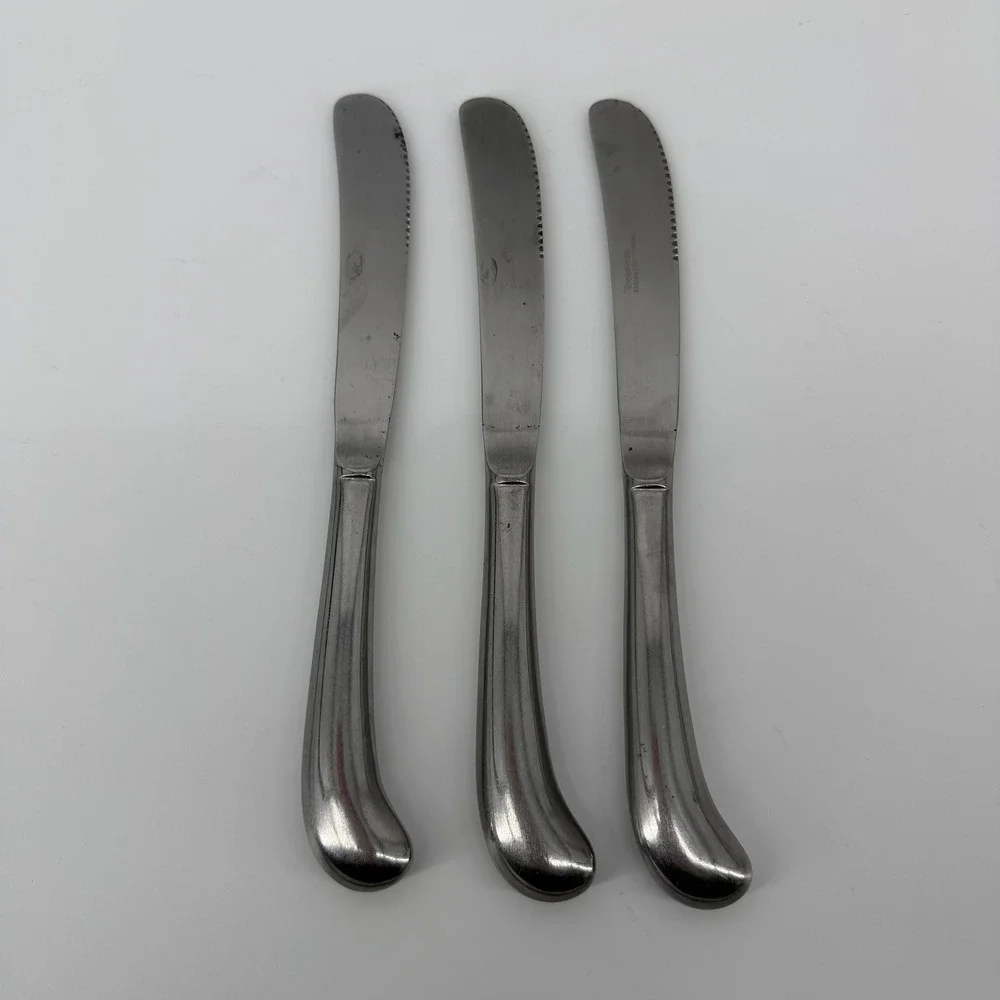 Rogers & Co Stainless Korea Steak Knives Set of 3‎ Pistol Grip Serrated Silver